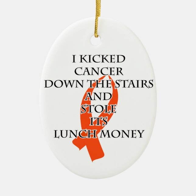 Cancer Bully (Orange Ribbon) Julgransprydnad Keramik (Framsidan)