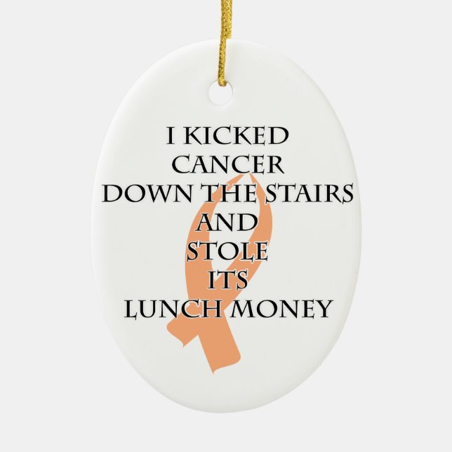 Cancer Bully (Peach Ribbon) Julgransprydnad Keramik (Framsidan)
