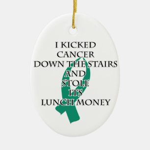Cancer Bully (Teal Ribbon) Julgransprydnad Keramik