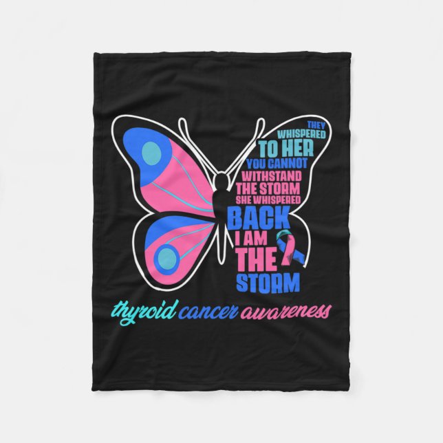 Cancer Butterfly - Thyroid Survivor Thyroid Cancer Fleecefilt (Framsidan)