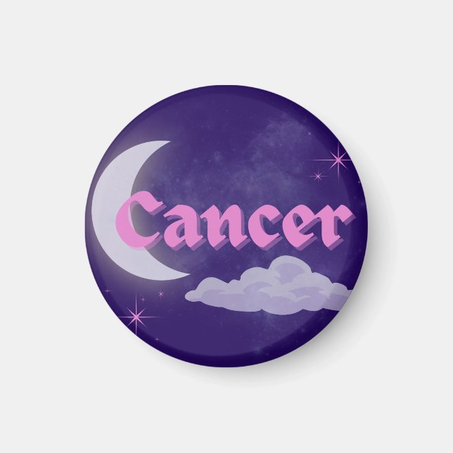 Cancer Celestial Aesthetic Måne Cloud Stars Design Magnet (Framsidan)