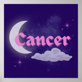 Cancer Celestial Måne Cloud Stars Astrology Art Poster