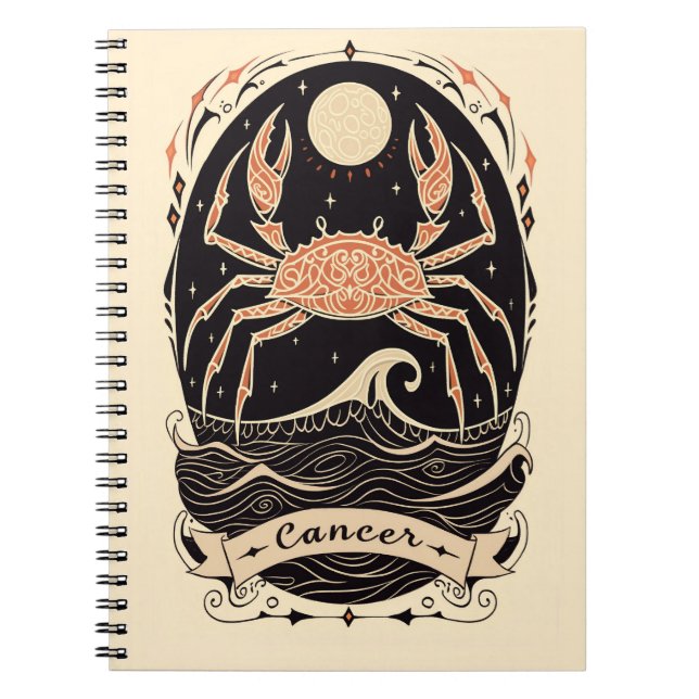 Cancer Celestial Zodiac Art Anteckningsbok (Framsidan)