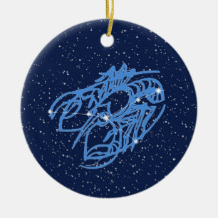 Cancer Constellation and Zodiac Sign med Stars Ce Julgransprydnad Keramik