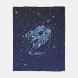 Cancer Constellation and Zodiac Sign med stjärnor Fleecefilt