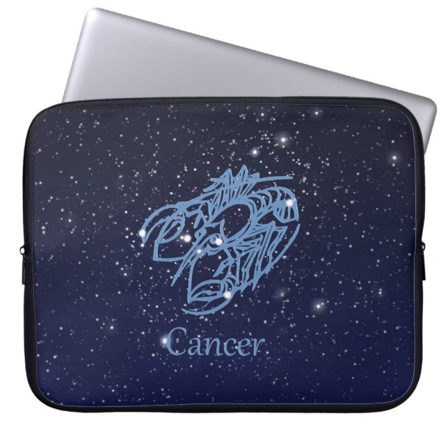 Cancer Constellation and Zodiac Sign med stjärnor Laptop Sleeve (Framsidan)