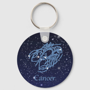 Cancer Constellation and Zodiac Sign med stjärnor Nyckelring