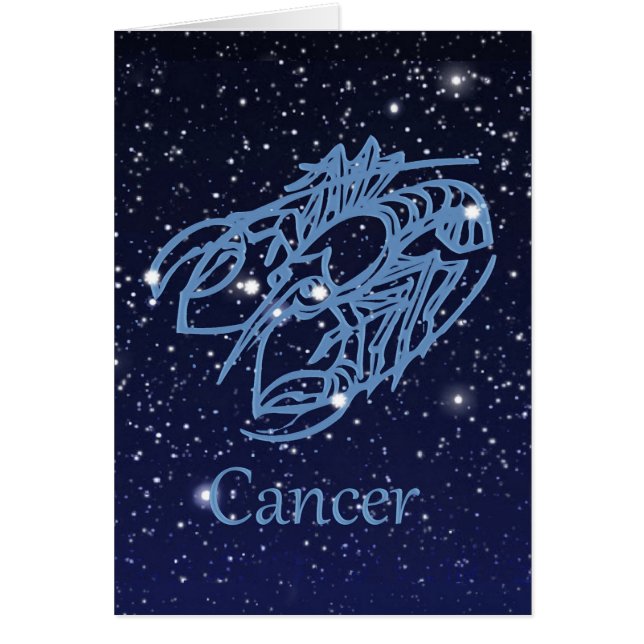 Cancer Constellation and Zodiac Sign med stjärnor OBS Kort (Framsidan)