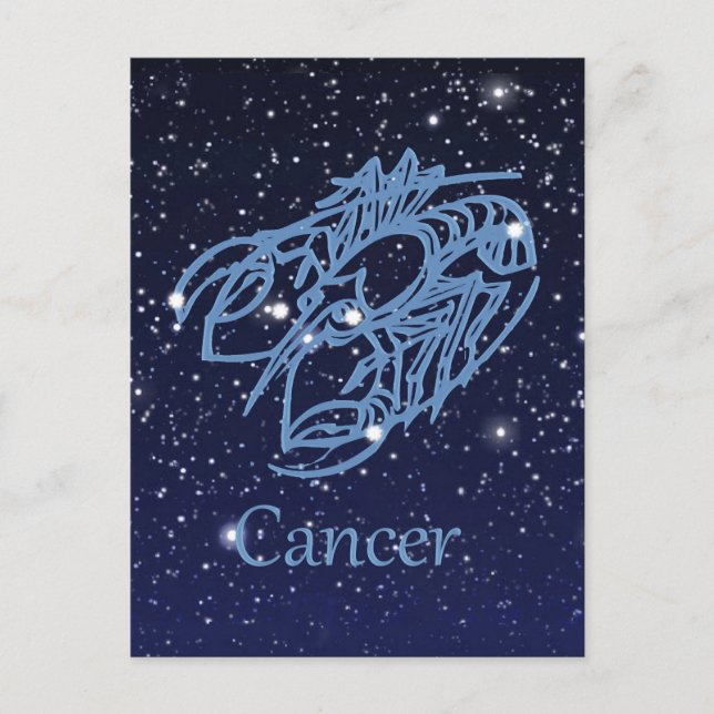 Cancer Constellation and Zodiac Sign med stjärnor Vykort (Framsida)
