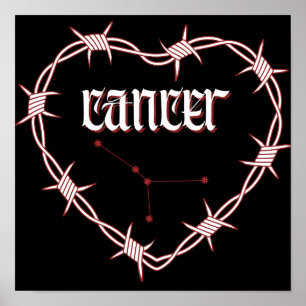 Cancer Constellation Gothic Mörk Celestial Art Poster