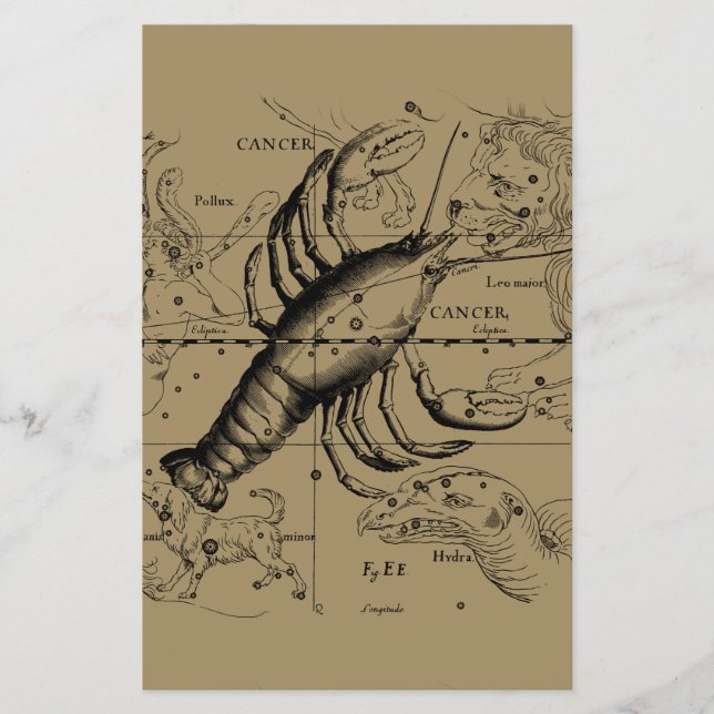 Cancer Constellation Hevelius 1690 juni 21-22 juli Flygblad (Framsidan)