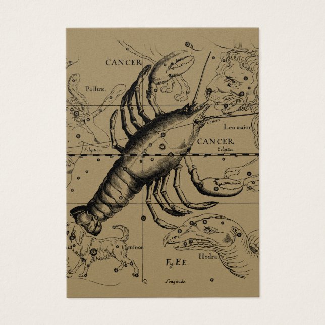 Cancer Constellation Hevelius 1690 juni 21-22 juli Visitkort (Framsidan)