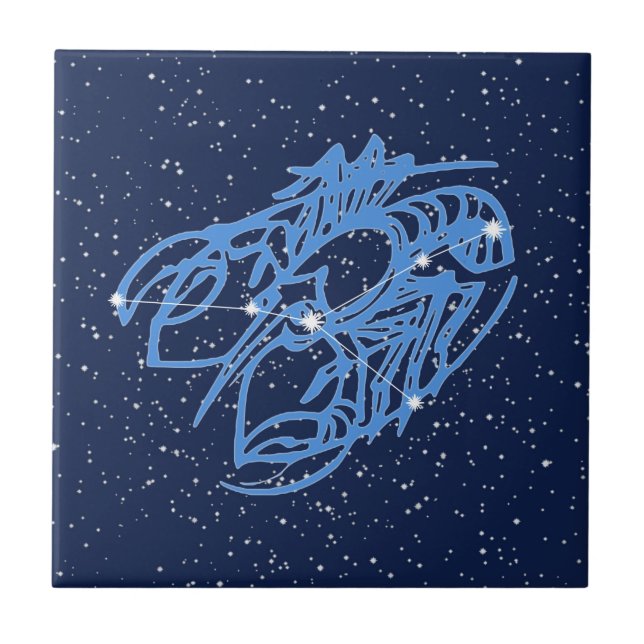 Cancer Constellation och Sol med stjärnor Kakelplatta (Framsidan)