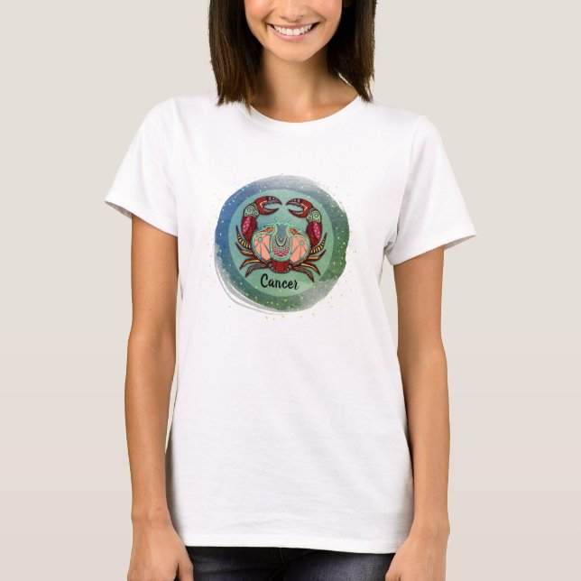 Cancer Crab Retro Badge T Shirt (Framsida)