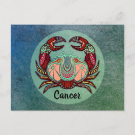 Cancer Crab Retro Badge Vykort