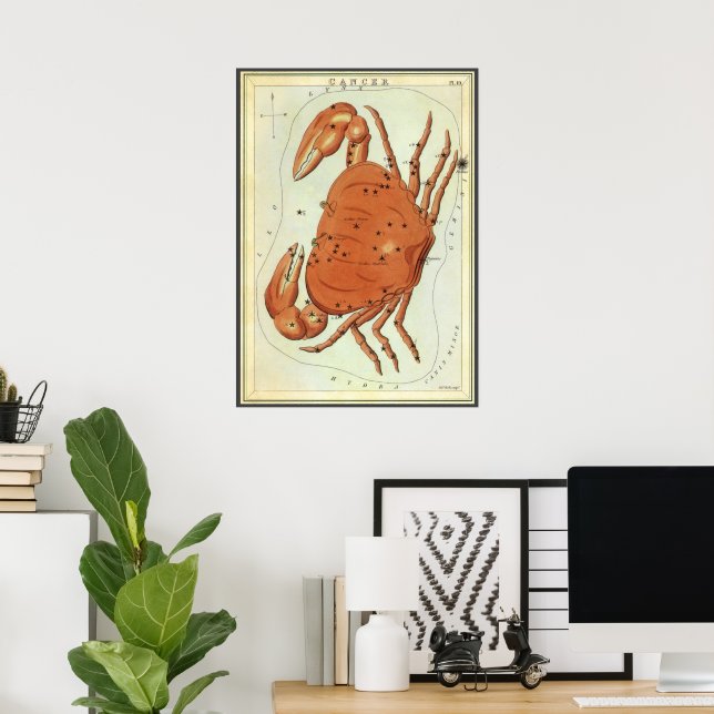 Cancer Crab Vintage Constellation, Uranias Spegel Poster (Hemmakontoret)