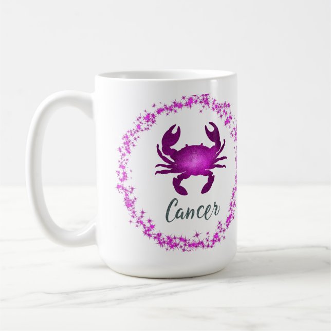 Cancer Crab Zodiac Sign Astrology pink purple  Kaffemugg (Vänster)