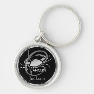 Cancer ♋ Crab - Zodiac-tecken Rund Silverfärgad Nyckelring