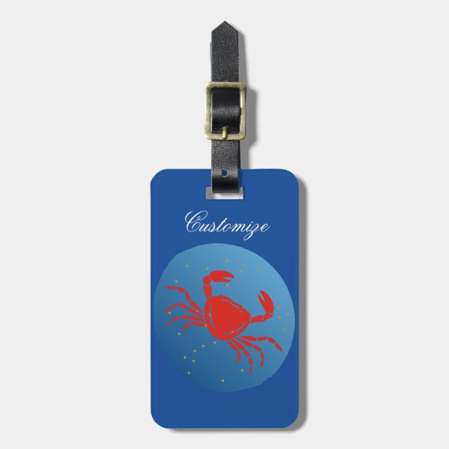 Cancer Crab Zodiac Thunder_Cove Bagagebricka (Vertikal Framsida)