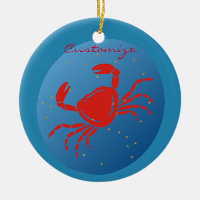 Cancer Crab Zodiac Thunder_Cove Julgransprydnad Keramik (Framsidan)