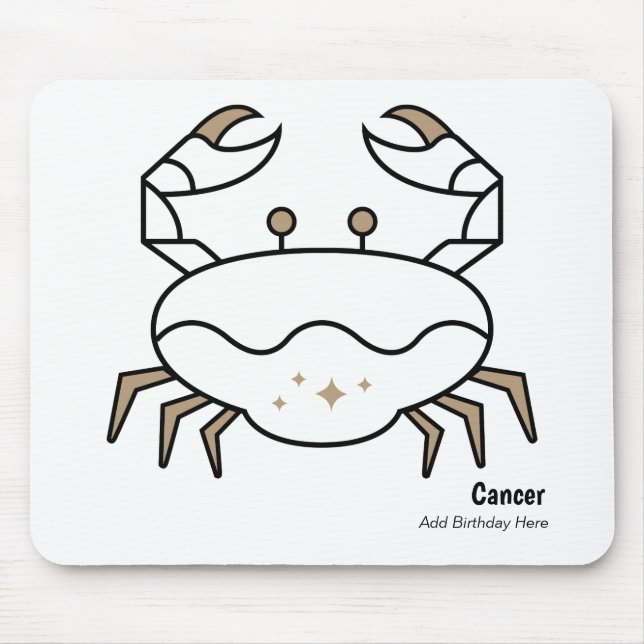 Cancer den svarta personligen guld zodiac musmatta (Framsidan)