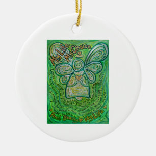 Cancer Dikt Grönt Angel Art Anpassningsbar Gift Or Julgransprydnad Keramik