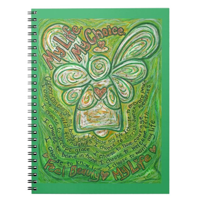Cancer Dikt Grönt Angel Art Journal bärbara dator Anteckningsbok (Framsidan)