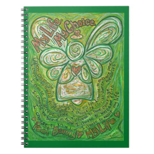 Cancer Dikt Grönt Angel Art Notebook Journal Anteckningsbok