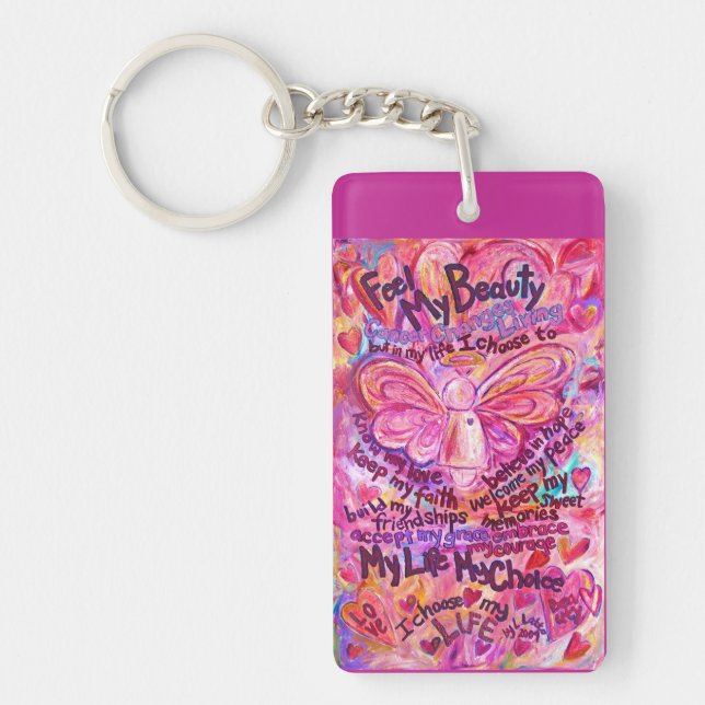 Cancer Dikt Rainbow Art Pendant Keychain (Framsidan)