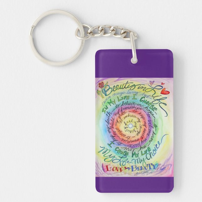 Cancer Dikt Rainbow Art Pendant Keychain (Framsidan)