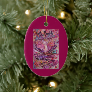 Cancer Dikt Rosa Angel Art Anpassningsbar Gift Orn Julgransprydnad Keramik