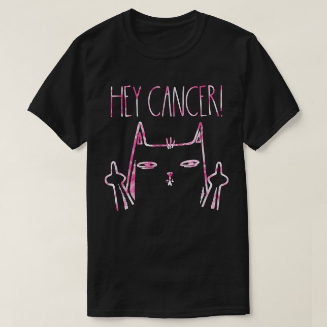 Cancer F U Cat Mitten Breast Cancer Rosa Ribbo T Shirt (Design framsida)