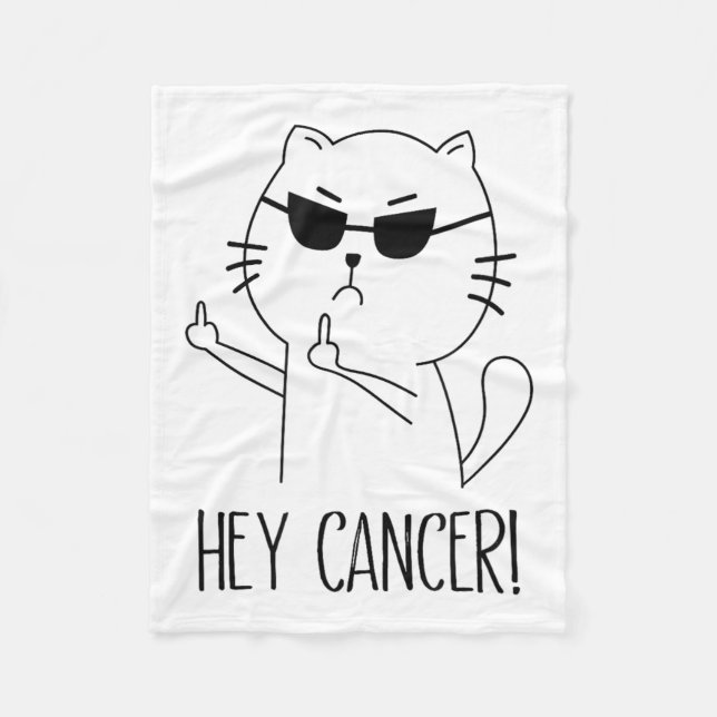 Cancer F U, Funny Cat Mitten Finger, F#ck Canc Fleecefilt (Framsidan)