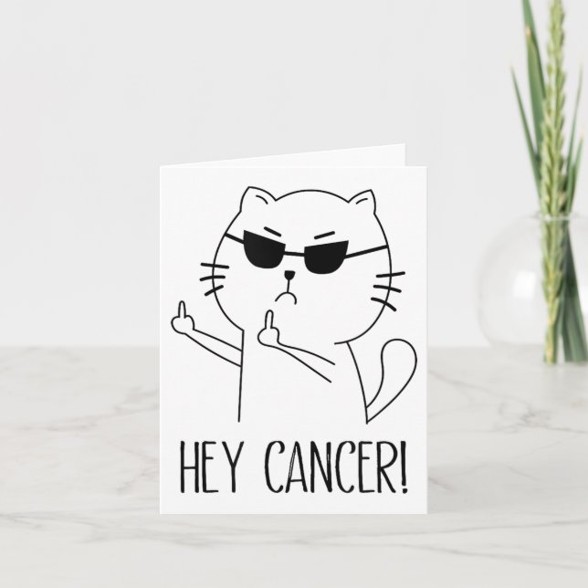 Cancer F U, Funny Cat Mitten Finger, F#ck Canc Kort (Framsida)