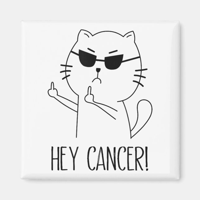 Cancer F U, Funny Cat Mitten Finger, F#ck Canc Magnet (Framsidan)