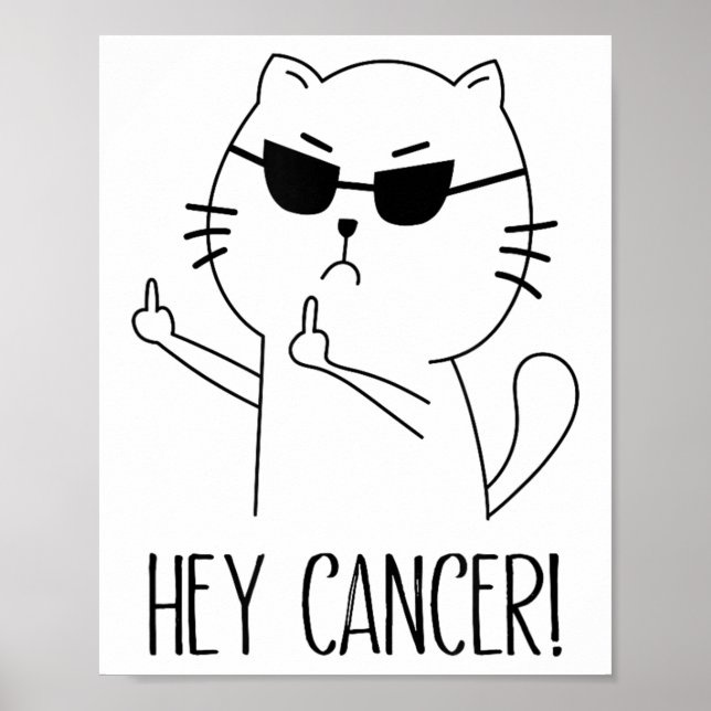 Cancer F U, Funny Cat Mitten Finger, F#ck Canc Poster (Framsidan)