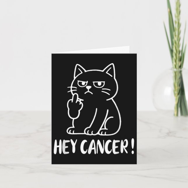 Cancer F U Funny Meme Cat Mitten Finger Fck Ca Kort (Framsida)