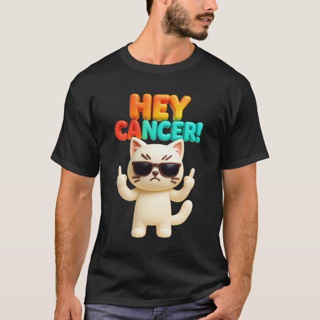 Cancer F U Funny Meme Cat Mitten Finger Fck Ca T Shirt (Framsida)