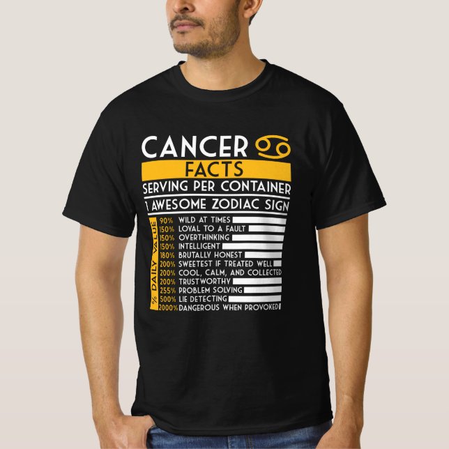Cancer Facts Zodiac Horoscope Funny Astrology Star T Shirt (Framsida)