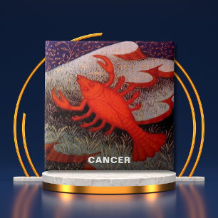 Cancer Födelsedagsfesten Crab Zodiac Sign Kakelplatta