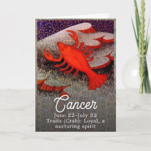 Cancer Födelsedagsfesten Crab Zodiac Sign Kort