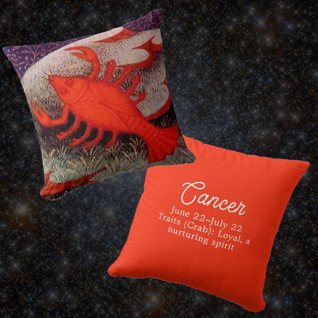 Cancer Födelsedagsfesten Crab Zodiac Sign Kudde (Skapare uppladdad)