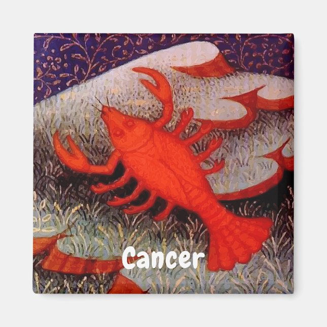 Cancer Födelsedagsfesten Crab Zodiac Sign Magnet (Framsidan)