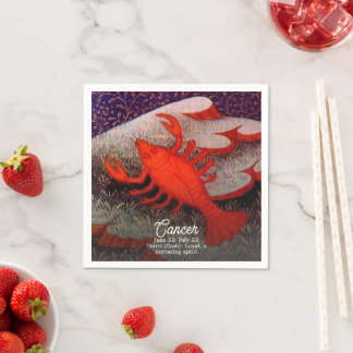 Cancer Födelsedagsfesten Crab Zodiac Sign Pappersservett