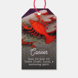 Cancer Födelsedagsfesten Crab Zodiac Sign Presentetikett