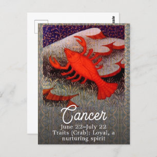 Cancer Födelsedagsfesten Crab Zodiac Sign Vykort