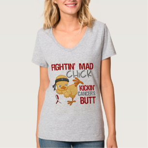 Cancer för Fightin chickhals T-shirt