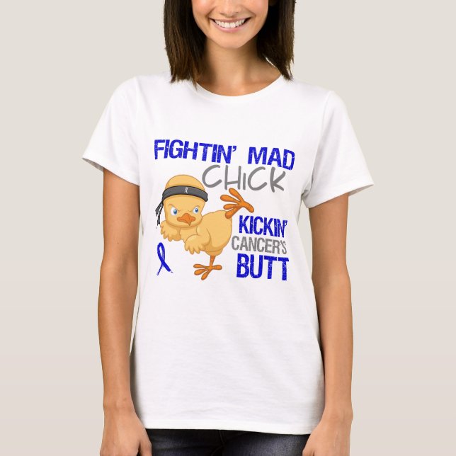 Cancer för Fightin chickkolon T Shirt (Framsida)