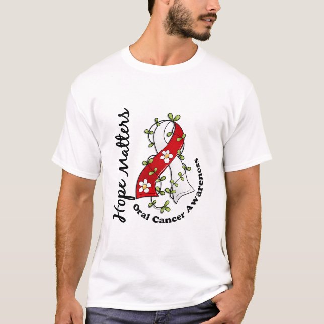 Cancer för materier för hopp för blommaband 4 tee shirt (Framsida)