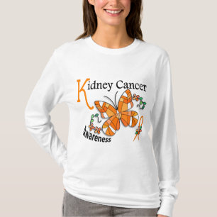Cancer för njure för målat glassfjäril 2 t-shirt